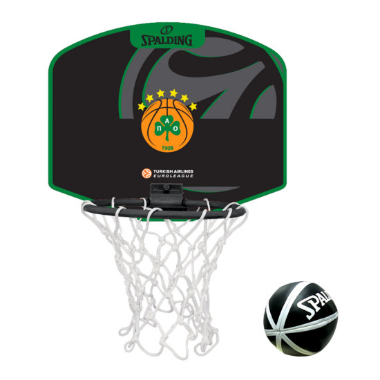 Spalding Set Mini Μπασκέτα και Μπάλα Euro league Panathinaikos